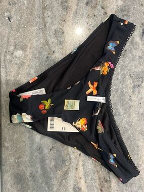 Urban Outfitters Black Floral & Novelty Print Bikini Bottoms
